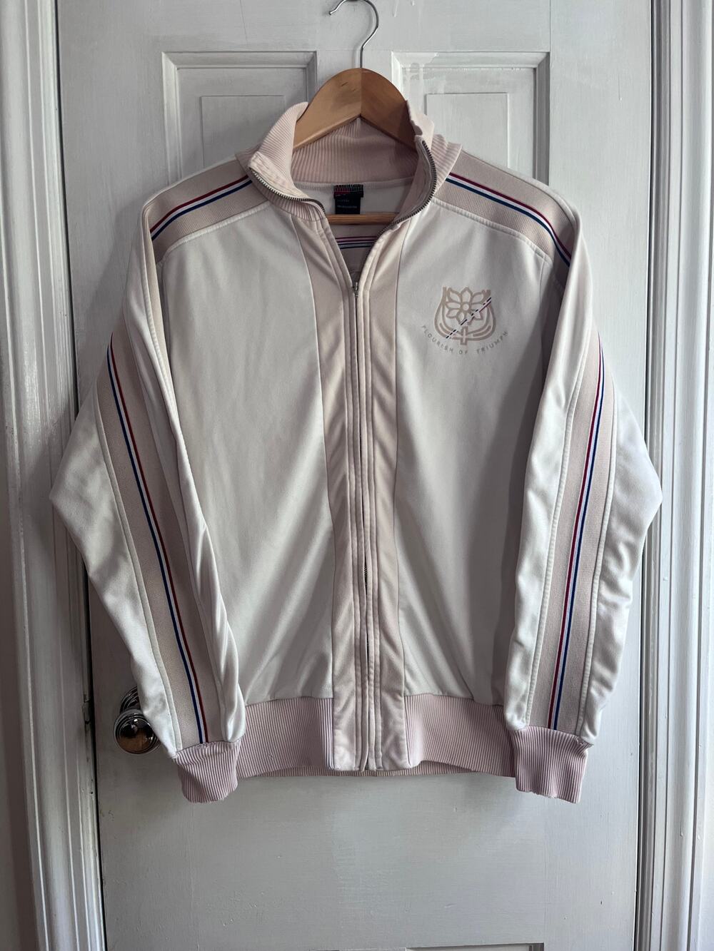 Diesel Vintage Flourish of Triumph Retro Racing Stripe Y2K Track Jacket White M